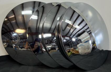 4 Polished Chrome Baby Moon Hubcaps 7.5&rdquo; Diameter For Classic Or Hot Rod Steel Wheels