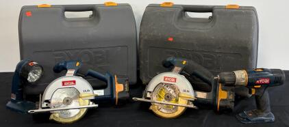 Ryobi 14.4V & 18V Cordless Power Tool Sets &ndash; Drill, Circular Saw, Flashlight, Hard Cases