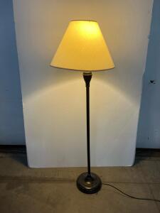 Traditional Floor Lamp, Black Metal Base, 68" Height, 18" Fabric Shade, E26 Socket