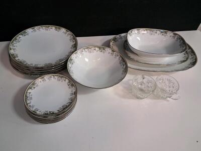 96-Piece Noritake Japan Fine China Dinnerware Set, Floral & Gold Trim, Original Boxes