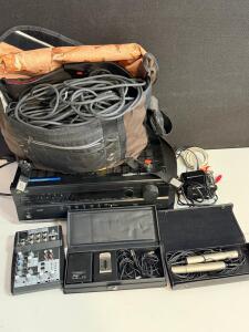 Behringer Xenyx 502 Mixer, Onkyo AV Receiver, Sony ECM-55B Mic Kit, Cables & Accessories