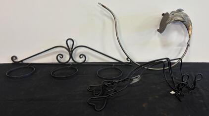 Set of Decorative Metal Plant Hangers &ndash; Wall Mount, Dolphin, and Heart Designs, Wrought Iron