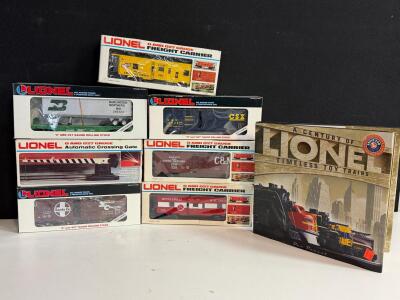 Lionel O/O27 Gauge Model Train Set: Boxcars, Cabooses, Flatcars, Accessories, And Reference Book