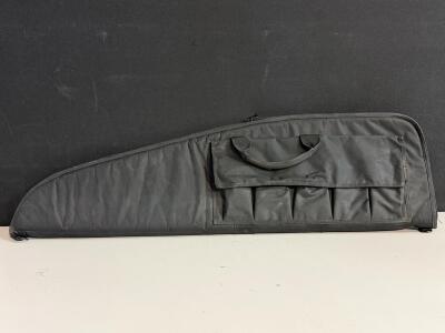Black Soft Rifle Case, 42" Padded, Blue Lining, Exterior Magazine Pockets, Zipper Closure