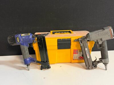 Paslode Pneumatic Brad Nailer & Blue Air Nailer With 16" Omega Tool Box, Accessories