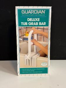 Guardian Deluxe Tub Grab Bar 98006, 14" Height, 250 lb Capacity, No-Tool Install, White