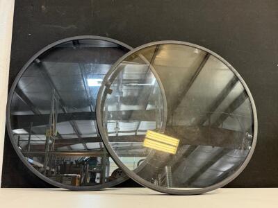 Round 20" Machine Safety Viewing Windows, Polycarbonate, Rubber Edge Frame, Tinted & Clear Options