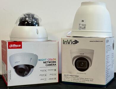 2 Network Dome Security Cameras: Dahua Night Color + InVidTech 5MP Motorized Turret