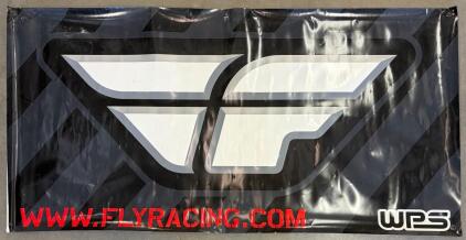 Fly Racing Vinyl Banner With WPS Logo, Black White Red, Grommets, Motorsports Promo