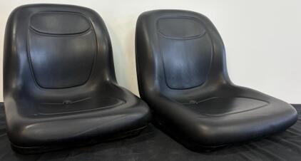 Pair Of Milsco High-Back Utility Tractor Lawn Mower Seats, Black Vinyl, Universal Fit, Model 5016044