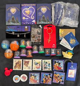 Disney Collectibles: 45/50th Anniversary Pins, Toys, Keychains, Tickets, 30+ Pieces