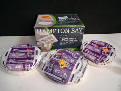 Hampton Bay 1004 181 635 Heavy Duty 80 CFM Exhaust Fan & 3x Southwire 100Ft RG6 Cable