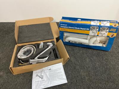 PlumbCraft 27-Piece Kitchen Drain Repair Kit & Chrome Single Handle Faucet, Universal Fit