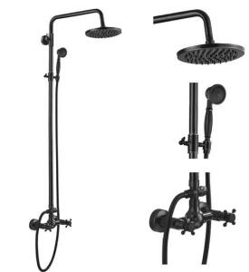 Goto Matte Black Rainfall Shower Set With Handheld, Mixer Valve & Lifetime Warranty