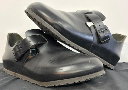 Birkenstock Boston Black Leather Clogs EU 39 L8 M6, Made In Germany, Buckle, Regular Width