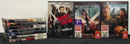 (10) DVD Movies Including Troy, Four Brothers, Resident Evil, And More