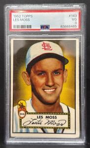 1952 Topps Les Moss #143 St. Louis Browns PSA 3 VG Graded Baseball Card Serial 83868465