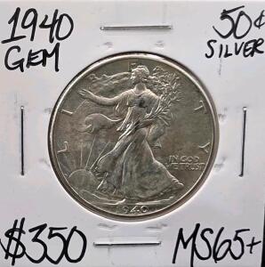 1940 MS65+ Gem Mint State Walking Liberty Half Dollar