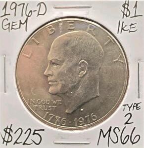 1976-D MS66 Type Two Gem Ike Eisenhower Dollar