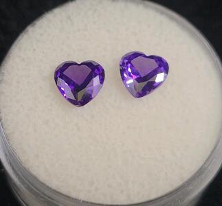 2.60ct Natural Purple Sapphire Faceted Heart Shaped Pair of Gemstones