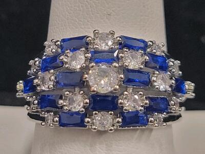Beautiful Blue & White Ring, Size 9&frac12;