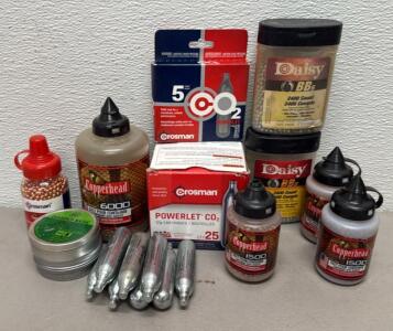 Large Lot Airgun Ammunition: Copperhead & Daisy BBs, RWS Pellets, Crosman 12g CO2 Cartridges