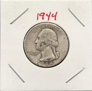 1944-D Washington Quarter, 90% Silver, Circulated, Denver Mint