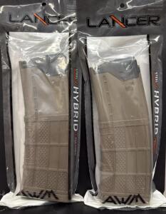 (2) Lancer L5AWM30 30-Round 5.56mm/.223 Rifle Magazines, Opaque FDE, AR-15/M4 Compatible, Steel/Polymer