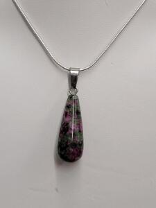 Natural Ruby & Zoisite Gemstone Waterdrop Necklace