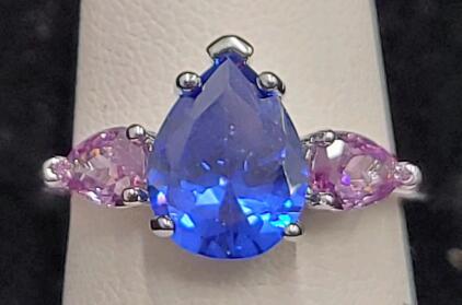 Blue Sapphire & Amethyst Ring, Size 7