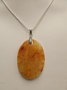 70.15ct Natural Dragon Vein Agate Pendant Necklace on .925 Chain