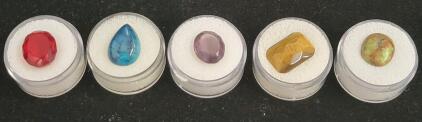 (5) Natural Gemstones in Gem Jars