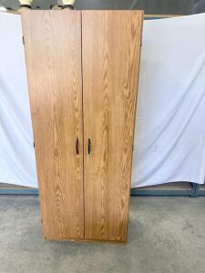Tall Lockable Wooden Storage Cabinet with Double Doors, Approx. 72" x 36" x 18"