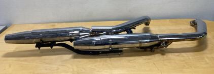 Chrome Motorcycle Exhaust System, 2-Into-2 Configuration, Fits Cruiser-Style Motorcycles, 45" Length