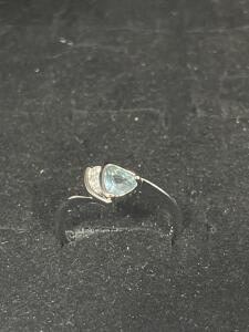 Size 10 Aquamarine Trillion Cut .925 Ring