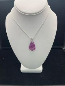 23.90ct Fire Agate Gemstone .925 Necklace