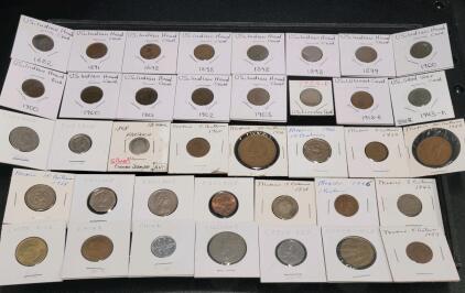 International & US Coin Collection: Indian Head, Wheat, Steel Cent, Mexico, UK, Silver, 32 Coins