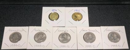 1999-D State Quarters Set, 1911 Indian Head, and 1831 Liberty Head Gold Coins