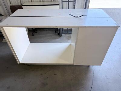 White Rolling Laminate Work Table &ndash; 60"x24"x36", Open Shelf, Heavy-Duty, Office/Utility