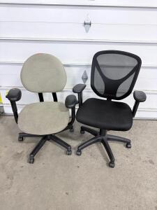Ergonomic Office Chairs, Mesh & Fabric, Rolling Base, Adjustable, Black and Grey, Set of 2