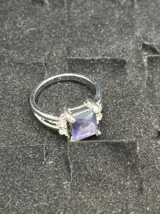 Size 9 Purple Faceted Amethyst Ring