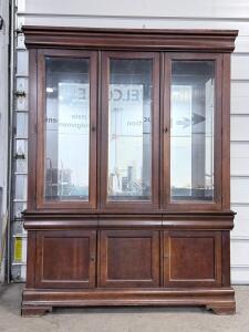 Large Wood Glass Display Cabinet, 3-Door China Hutch, 84"x72"x18", Traditional Design