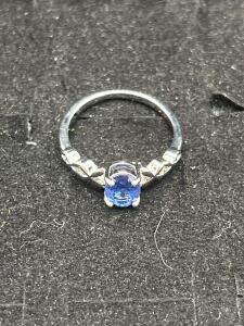 Size 9 Faceted Oval Cut Blue Sapphire Ring