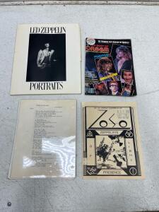 Led Zeppelin Portraits Limited Ed. Photo Book 1983 + Zoso Fanzine, Creem Mag, Lyric Sheet Lot