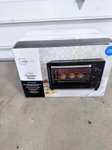 Mainstays 6-Slice Toaster Oven Black, Fits 12-inch Pizza, 1500W, Baking Pan & Rack Included