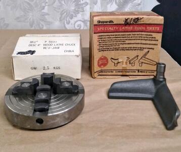 (1) 6" / 4-Jaw Wood Lathe Chuck & (1) Shopsmith 90&deg; Tool Rest, Model 555313