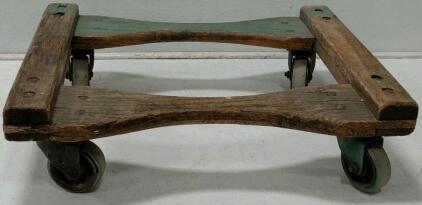 Wooden Furniture Dolly, 24"x18" Platform, Swivel Casters, Curved Cutout