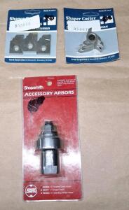 (1) Shopsmith 5/8&rdquo; Molder / Dado Arbor, Model 505506 & (2) Corob Corp. Shaper Cutter / Molding Knife Blade Packs