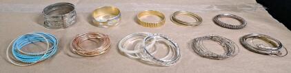 (10) Vintage Metalic Bangle Bracelets