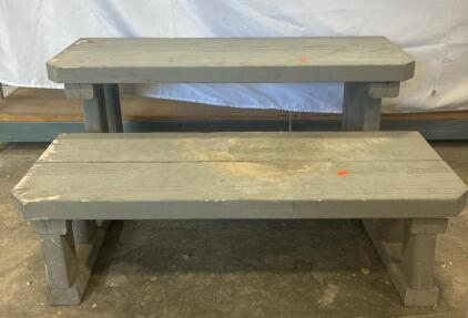 Wooden 2-Step Stair Platform &ndash; 36" Wide, Painted Grey, Heavy Duty, Custom Build